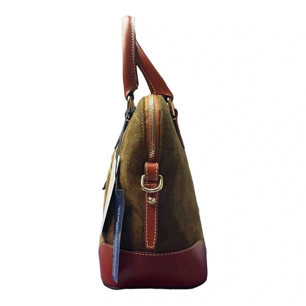 Dooney & Bourke Suede Domed Satchel Crossbody Olive Green NWT